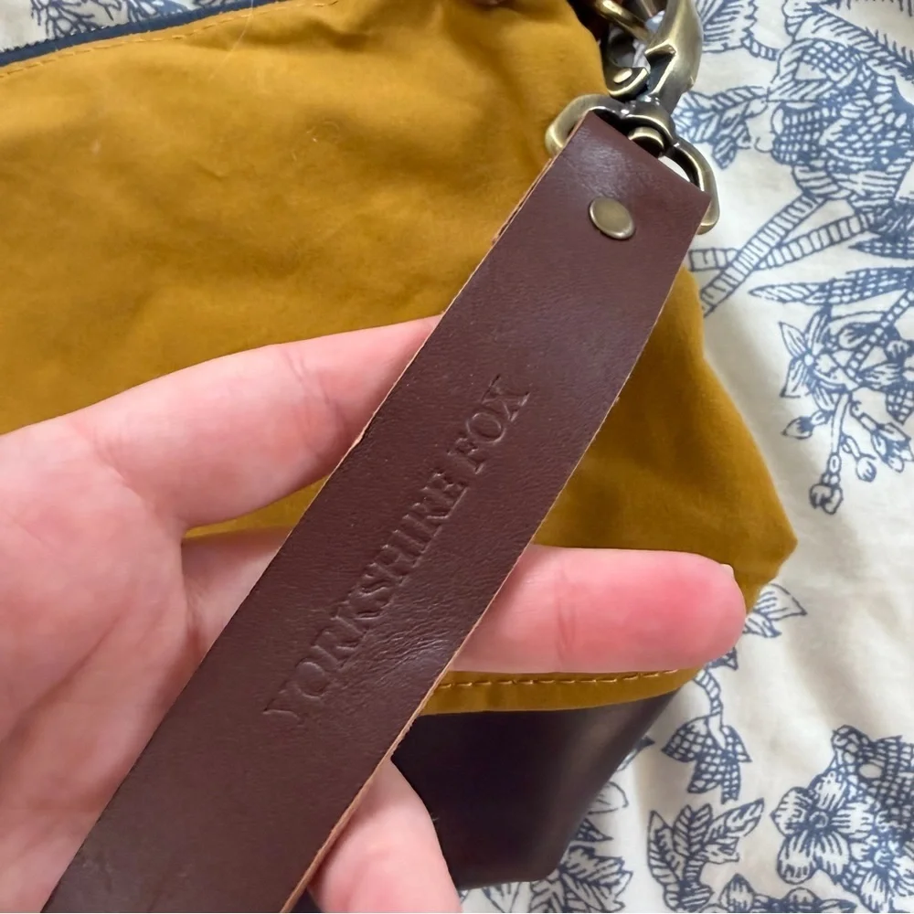 Yorkshire Fox Crossbody Purse Bag Handmade Made in UK Waxed Cotton Leather Brass